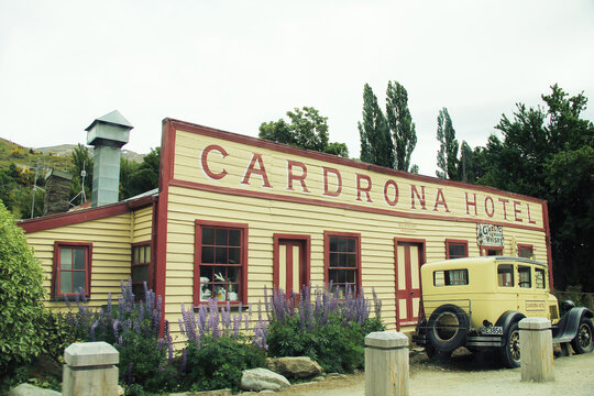 View Of Historic Cardrona Hotel, New Zealand.  It Is Known For Its Distinctive Hotel Of Gold Rush Vintage. 