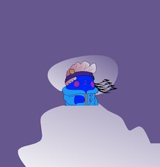 blue robot with a bubble