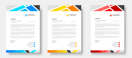 corporate modern business letterhead design template with yellow, blue and red color. creative modern letterhead design template for your project. letter head, letterhead, business letterhead design.