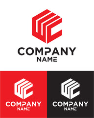 Initial letter w c logo vector design template