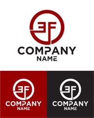 Initial letter e f logo vector design template