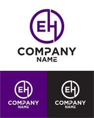 Initial letter e h logo vector design template