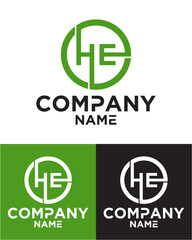 Initial letter h e logo vector design template