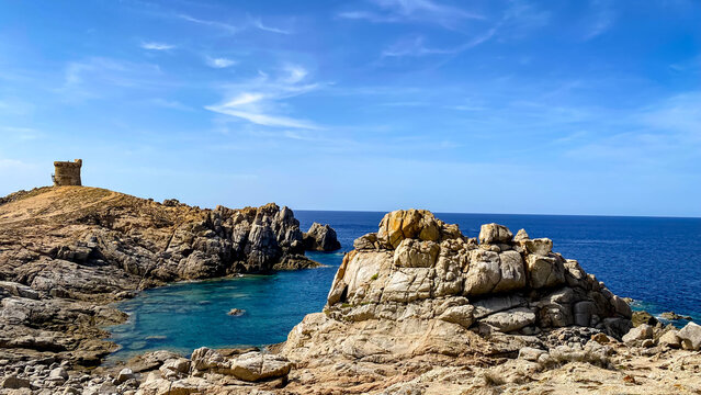The Tower of Omigna (Torra d'Omigna) - ruined Genoese tower in Carg&egrave;se - on amazing island of Corsica