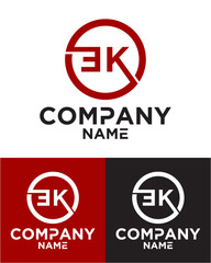 Initial letter e k logo vector design template