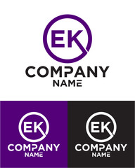 Initial letter e k logo vector design template
