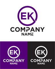 Initial letter e k logo vector design template