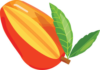 Cut mango icon cartoon vector. Fruit juice. Summer dessert