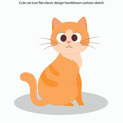 Cute cat icon flat classic design handdrawn cartoon sketch