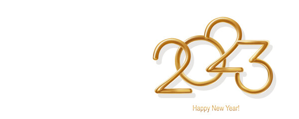 2023 Happy New Year hand lettering calligraphy. Vector holiday illustration element. Typographic element for banner, poster, congratulations.