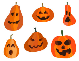 set of pumpkin halloween. orange pumpkin scary holidays