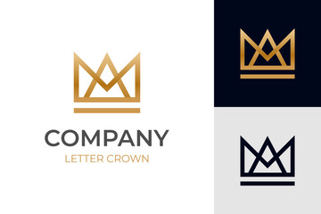 Geometric creative crown logo design vector symbol elements with Letter MA or AM for royal brand logo design
