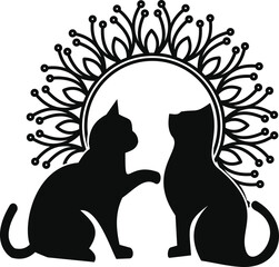 Cute Cat Silhouette Vector in White Background