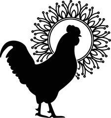 Chicken Silhouette Vector  in White Background