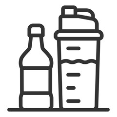 Bottled water for sports - icon, illustration on white background, outline style
