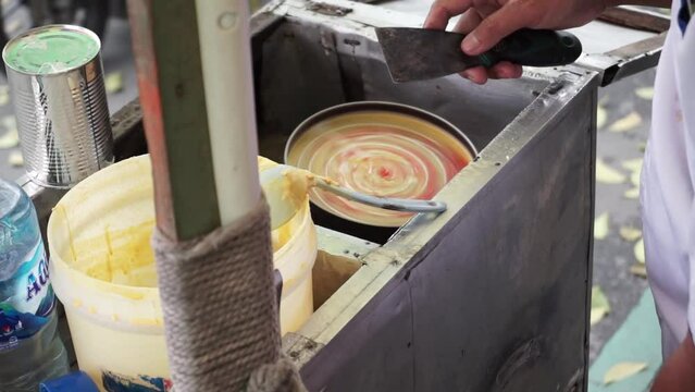 The process of making leker to be presented to the buyer. Leker is one of the most popular snacks in Indonesia.