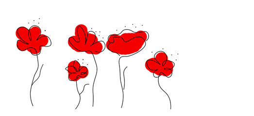 maki kwiaty ilustracja, red poppies - obrazy, fototapety, plakaty