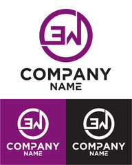Initial letter e w logo vector design template