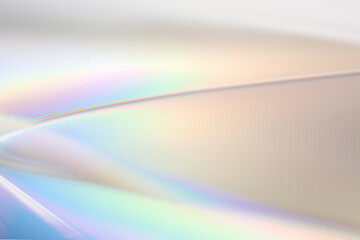 Fototapeta premium 白く透明感の美しい虹色のメタリックなクールなガラス質感のアブストラクト