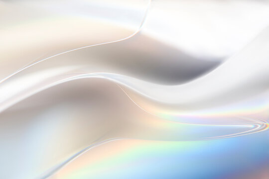 白く透明感の美しい虹色のメタリックなクールなガラス質感のアブストラクト