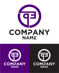 Initial letter p e logo vector design template