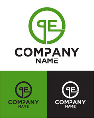 Initial letter q e logo vector design template