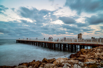 Evening on the pier of St. Konstantin and Elena resort, Black sea