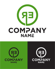 Initial letter r e logo vector design template
