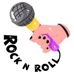 Mic in hand, flat sticker icon of singing 