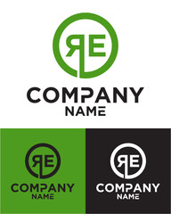 Initial letter r e logo vector design template