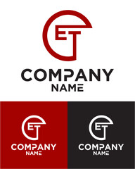 Initial letter e t logo vector design template