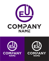 Initial letter e u logo vector design template