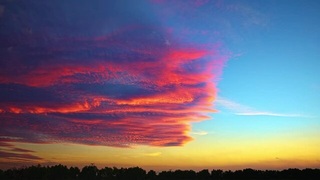 Magnificent sky clouds nature scenery at sunset. 4k sky cloud time lapse.