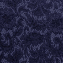 Blue lace fabric with a flower pattern. 