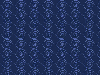 Simple seamless repeating pattern design isolated. swirls curving lines and loops pattern.