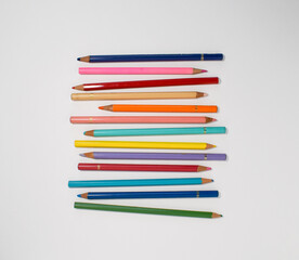 color pencils on white background