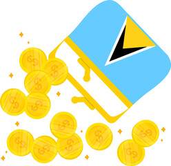 Saint Lucia Flag hand drawn,East Caribbean dollar hand drawn