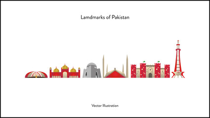 Landmarks Of Pakistan vector Illustration