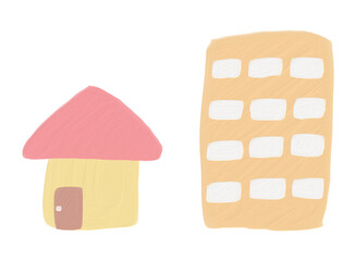 戸建とマンション　イラスト