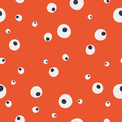 Seamless pattern with hand drawn eyes. Spooky halloween background with different eerie eyes and eyeballs.