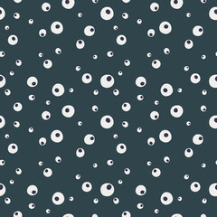 Seamless pattern with hand drawn eyes. Spooky halloween background with different eerie eyes and eyeballs.