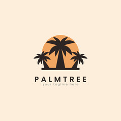Obraz premium Palm house tree logo template. can be used for tropical beach home hotel or resort logo design vector illustration