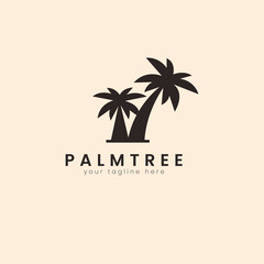 Obraz premium Palm house tree logo template. can be used for tropical beach home hotel or resort logo design vector illustration