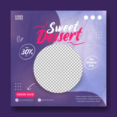 Naklejka premium Food Social Media Banner. Food instagram post template design. Suitable for Social Media Post Restaurant and culinary Promotion.