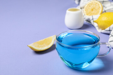 Concept of tasty hot drink, Anchan tea, space for text