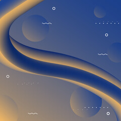 Fluid gradient background. object blue to yellow gradient. background blue to yellow gradient. liquid, circle line, dot, wave line.