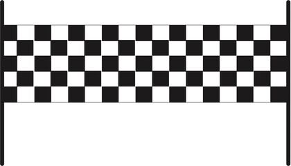 Finish line, race start point flag. Illustration in black and white.