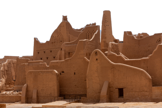 Salwa Palace at At-Turaif UNESCO World Heritage site, Diriyah, Saudi Arabia. Transparent background.