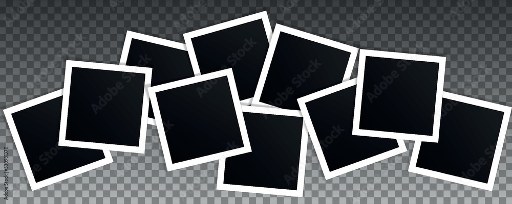 Wall mural set of square vector photo frames. collage of realistic frames isolated on transparent background.
