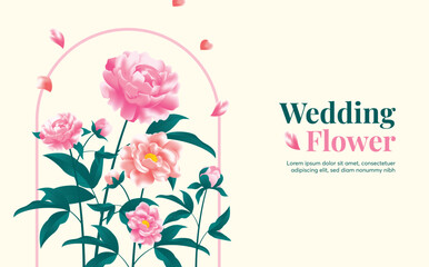 Peony flower for wedding invitation